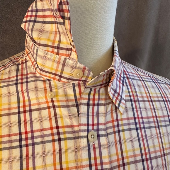 New Henry Jacobson Lg purple/rust/gold plaid cotton sport shirt - Picture 5 of 6